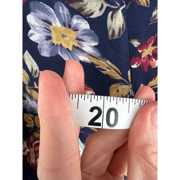 90s Vintage Dress Womens Medium Navy Blue Floral Maxi Cottagecore Button Boho - Picture 7 of 7